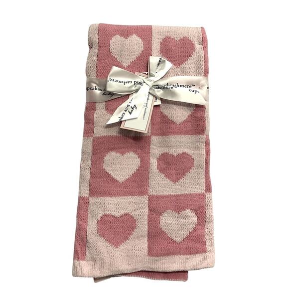 Cupcakes and Cashmere BABY Blanket Pink Hearts 30x40 - Picture 1 of 4